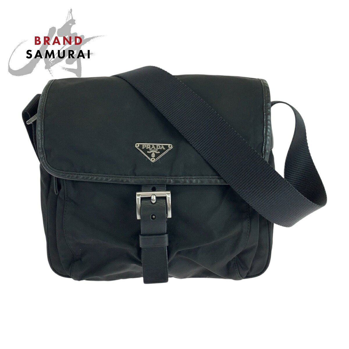 美品 PRADA プラダ テスート ３角形ロゴタイプ一皿 黒いこと 黒 しろがね色金具 ナイロン BT0173  ショルダーバッグ ポシェット レディース 504158 【中古】