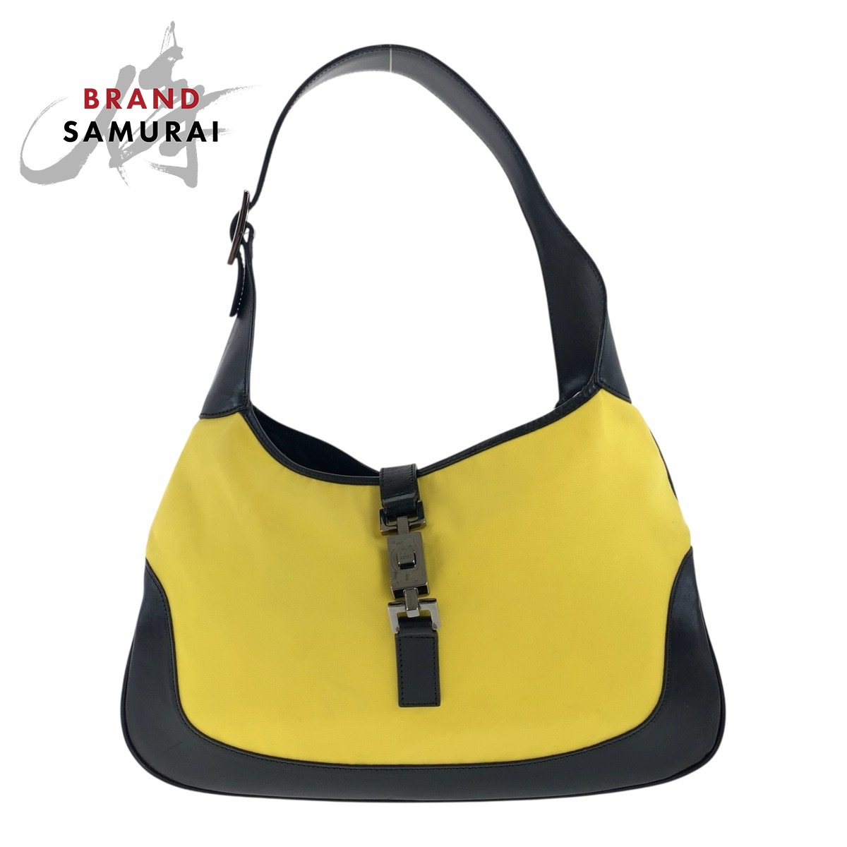 n56【極美品】グッチ　GGキャンバス レザー　ブラックジャッキーハンドバッグ. be-rich0112_bk8207