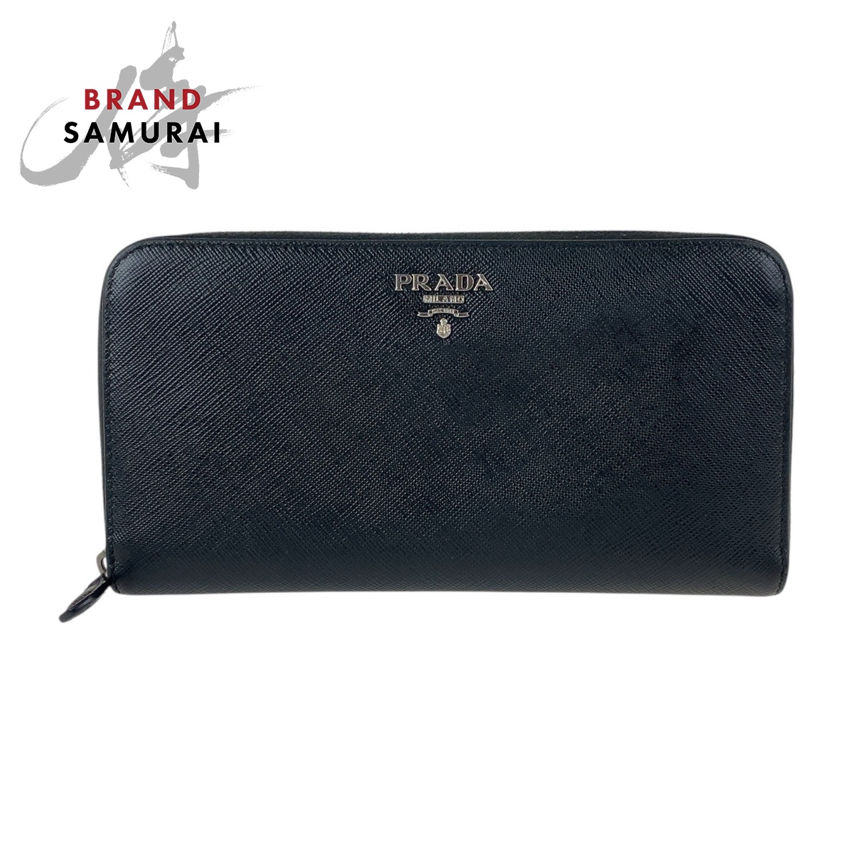 美品 プラダ サフィアーノ 三角ロゴ 長財布 メンズ レディース コンパクト 黒 極美品】 PRADA レザー 長財布 サフィアーノ 三角ロゴ プレート