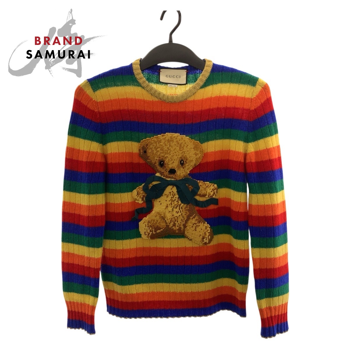 美品 GUCCI グッチ テディベア レインボー サイズM マルチカラー ウール /カシミヤ 501393 ニット カットソー セーター レディース 503983 【中古】