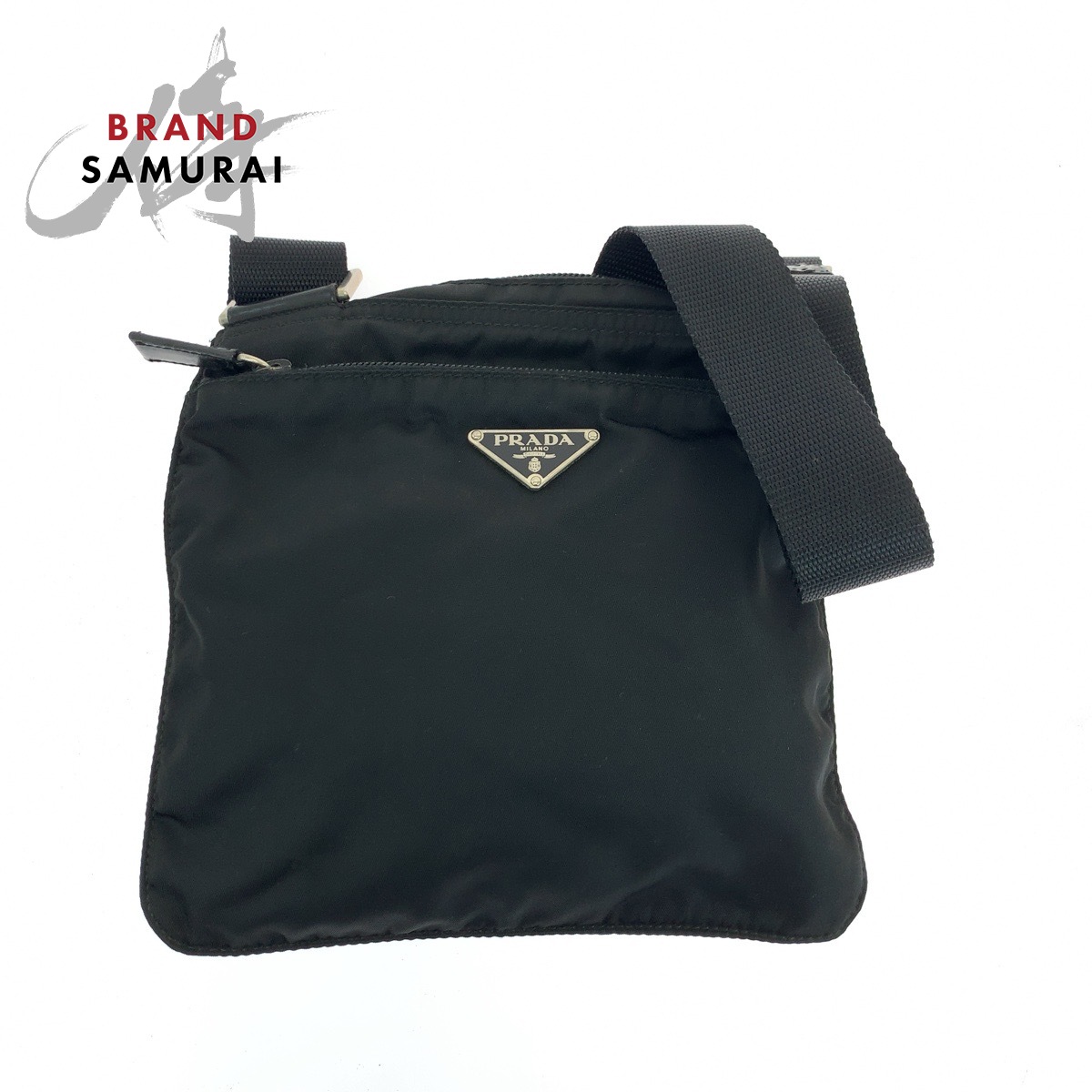 極美品 PRADA プラダ ポーチ 三角プレート テスート ナイロン ブラック PRADA - PRADA プラダ 三角 ロゴプレート ナイロン ポーチ 小物