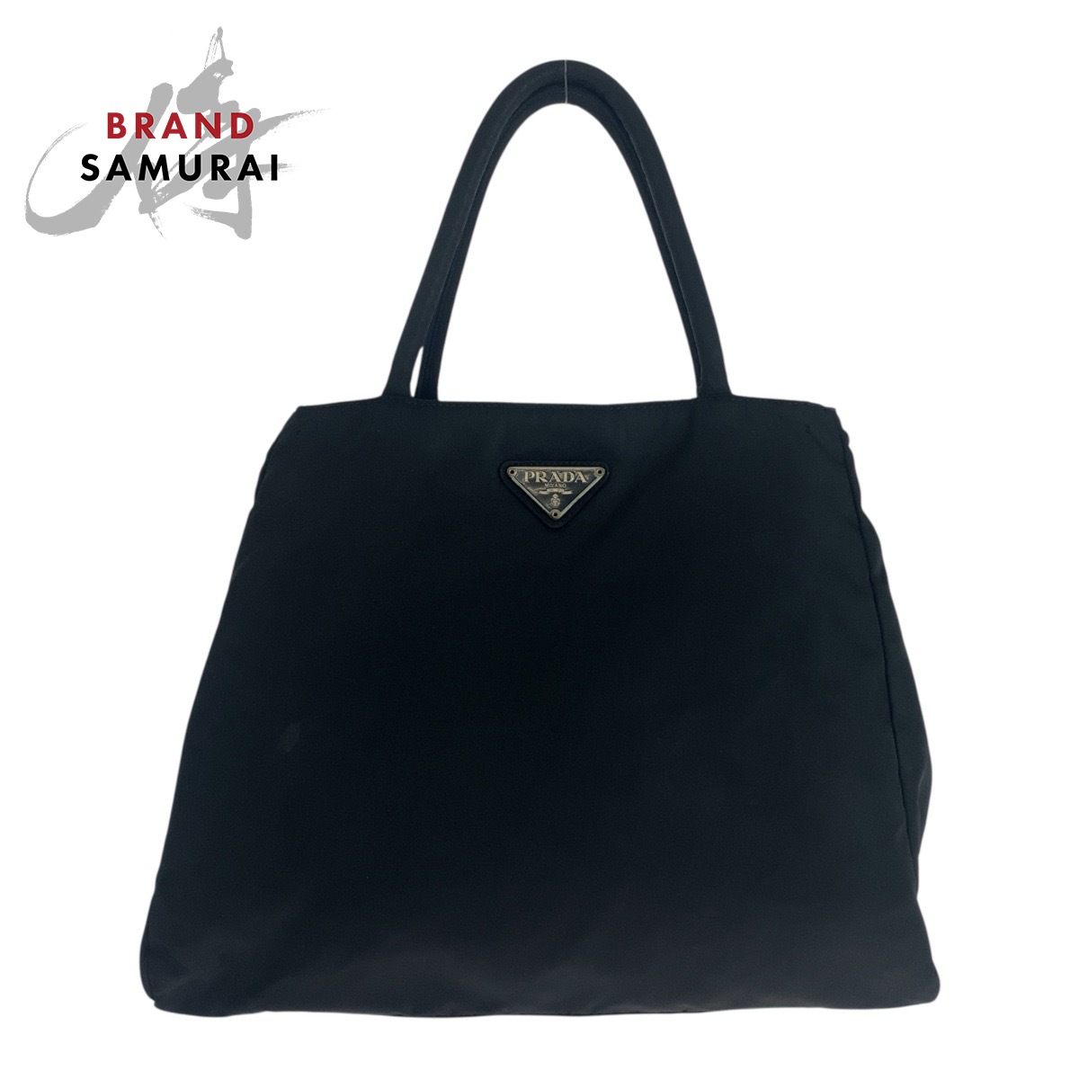 美品PRADA トートバッグ ブラック 三角ロゴ テスートナイロン バッグ 美品 PRADA プラダ ナイロン テスート 三角ロゴ ロゴ金具 トート
