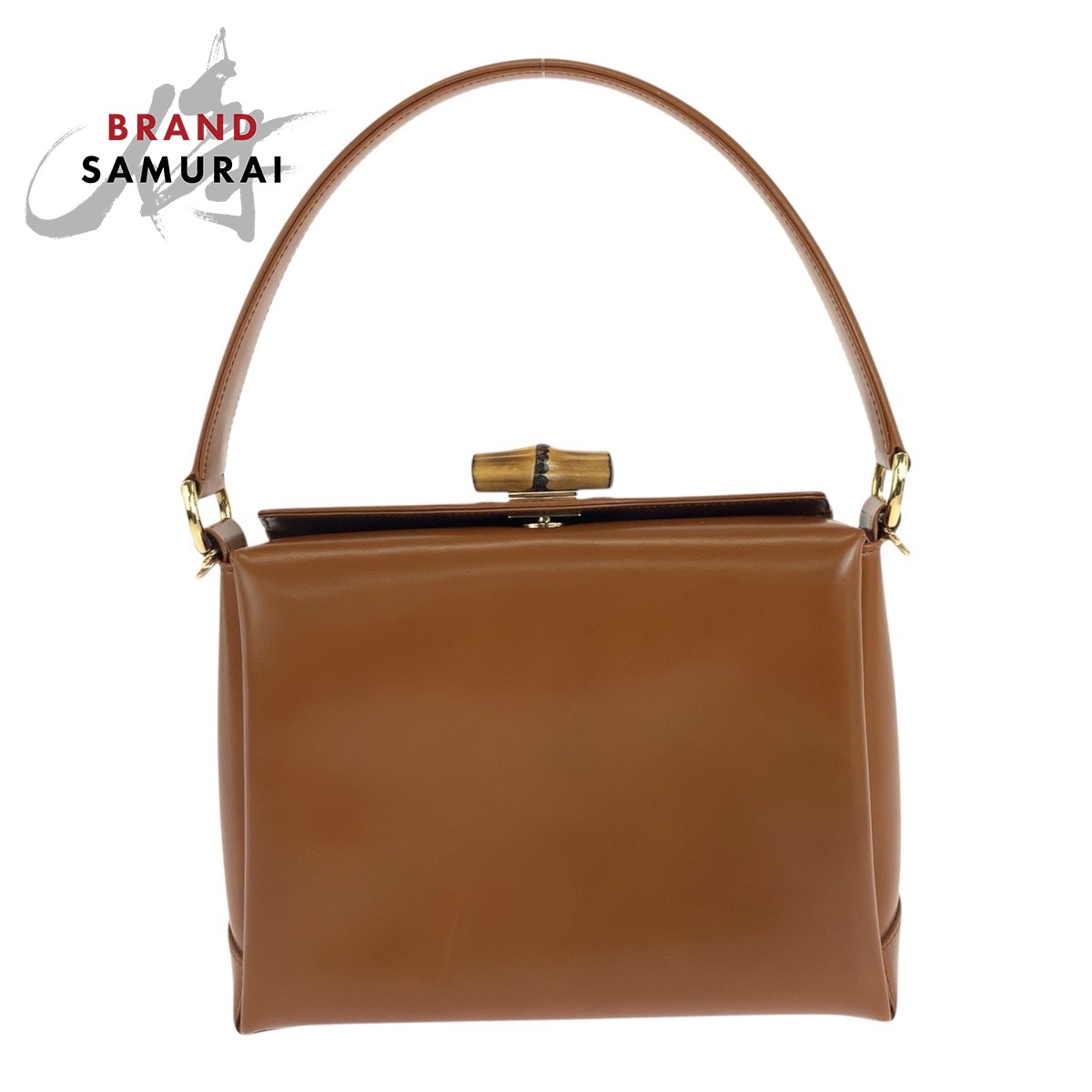 美品 GUCCI グッチ ヴィンテージ バンブー ブラウン ゴールド金具 レザー 000 926 0175 ハンドバッグ ショルダーバッグ レディース 504624 【中古】
