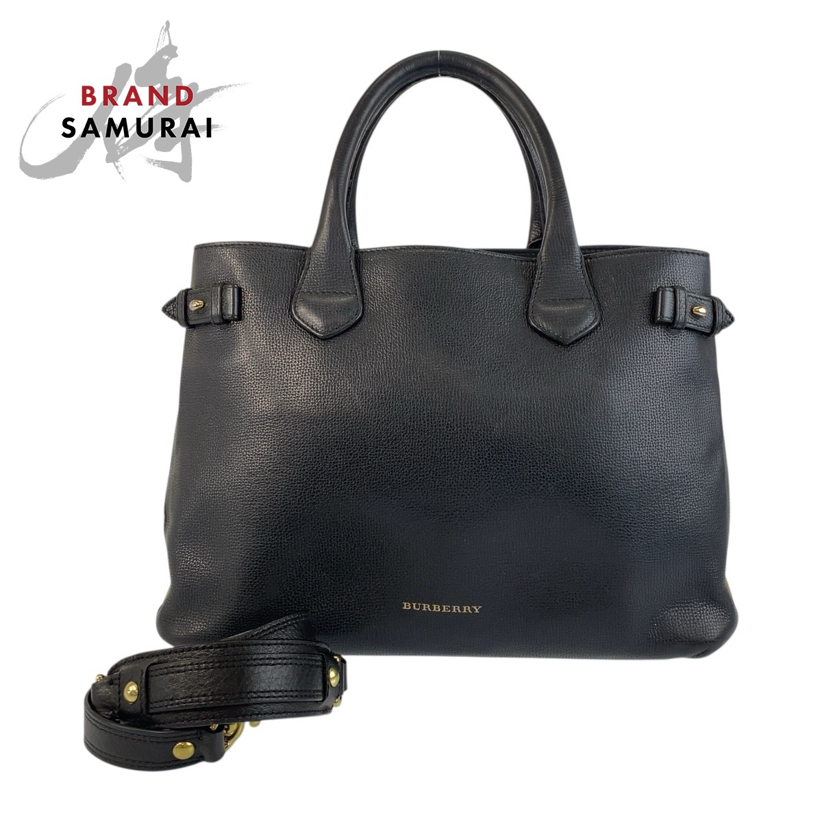 BURBERRY バーバリー ブラッ 黒 マルチカラー ゴールド金具 レザー /キャンバス ITCF&10SCA トートバッグ ショルダーバッグ 2WAY レディース 504785 【中古】