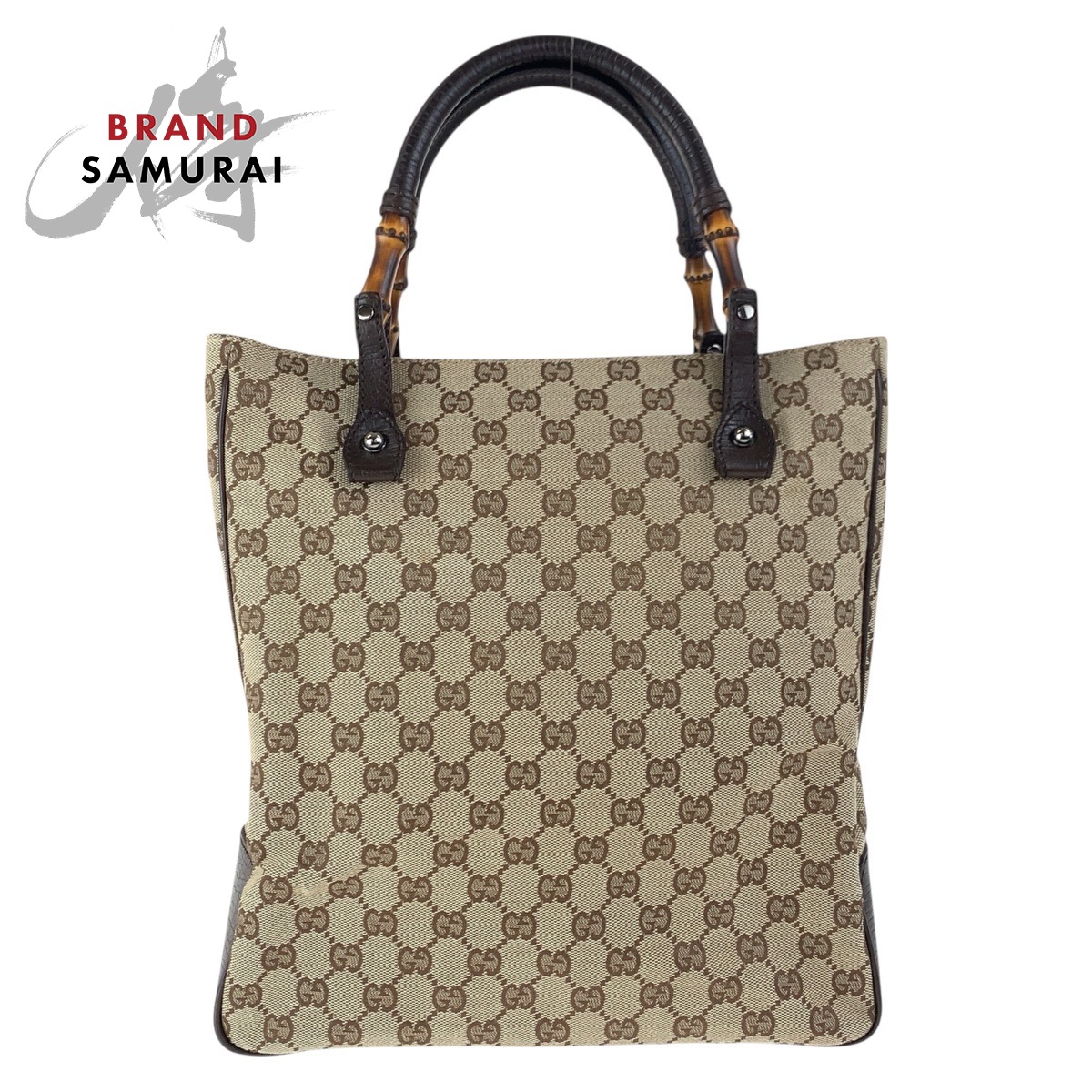 美品 GUCCI グッチ バンブー ベージュ ブラウン シルバー金具 GGキャンバス 112530 トートバッグ ハンドバッグ レディース 601837 【中古】