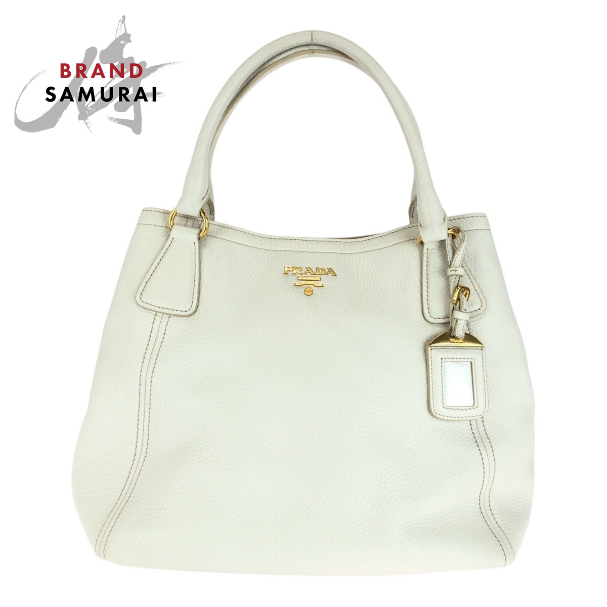 PRADA プラダ ヴィッテロダイノ ホワイト ゴールド 金具 レザー BN2534 トートバッグ ハンドバッグ レディース 505135 【中古】|BRAND SAMURAI