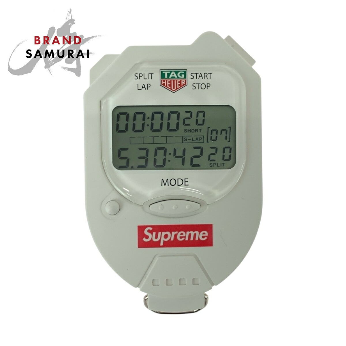 新品未使用 Supreme シュプリーム 18AW Tag Heuer Pocket Pro Stopwatch ホワイト レッド プラスチック ストップウォッチ ストラップ付き メンズ 505567 【中古】