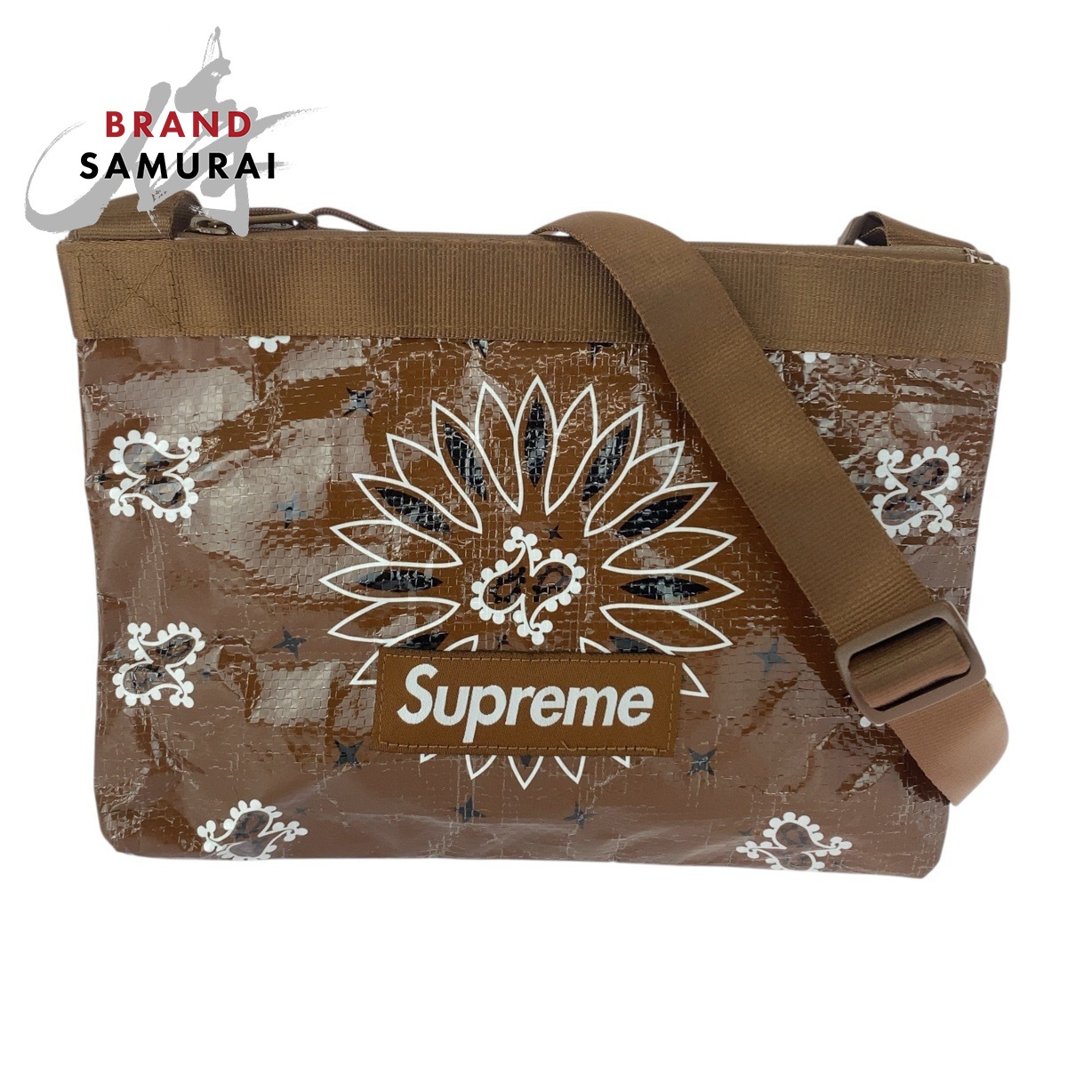 美品 Supreme シュプリーム bandana tarp side bag ブラウン ナイロン ショルダーバッグ ポシェット レディース 601828 【中古】