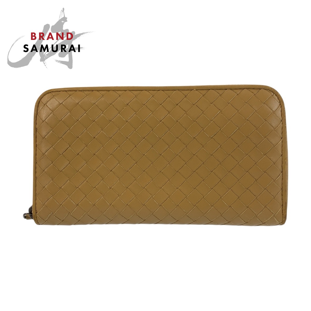 美品 BOTTEGAVENETA ボッテガヴェネタ イントレチャート ベージュ 洋芥子 なめし革 B05493135F 長紙入れ ロングウォレット レディース 505836 【中古】