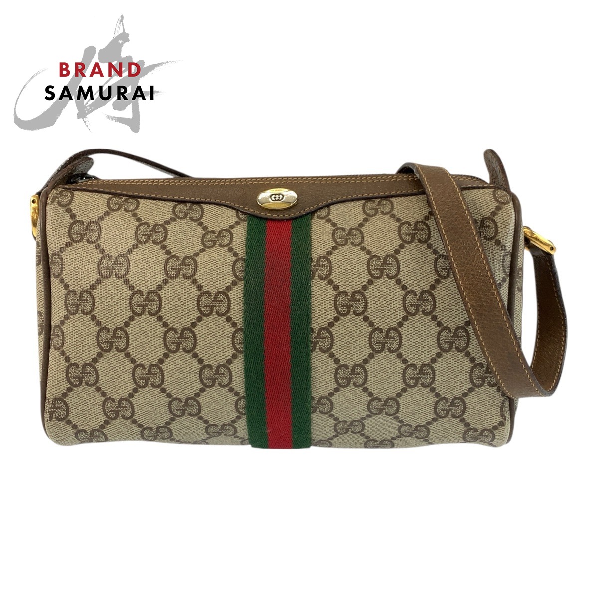 GUCCI グッチ ヴィンテージ シェリーライン ベージュ ゴールド金具 GGスプリームキャンバス /レザー 89 02 018 ショルダーバッグ ポシェット レディース 505771 【中古】