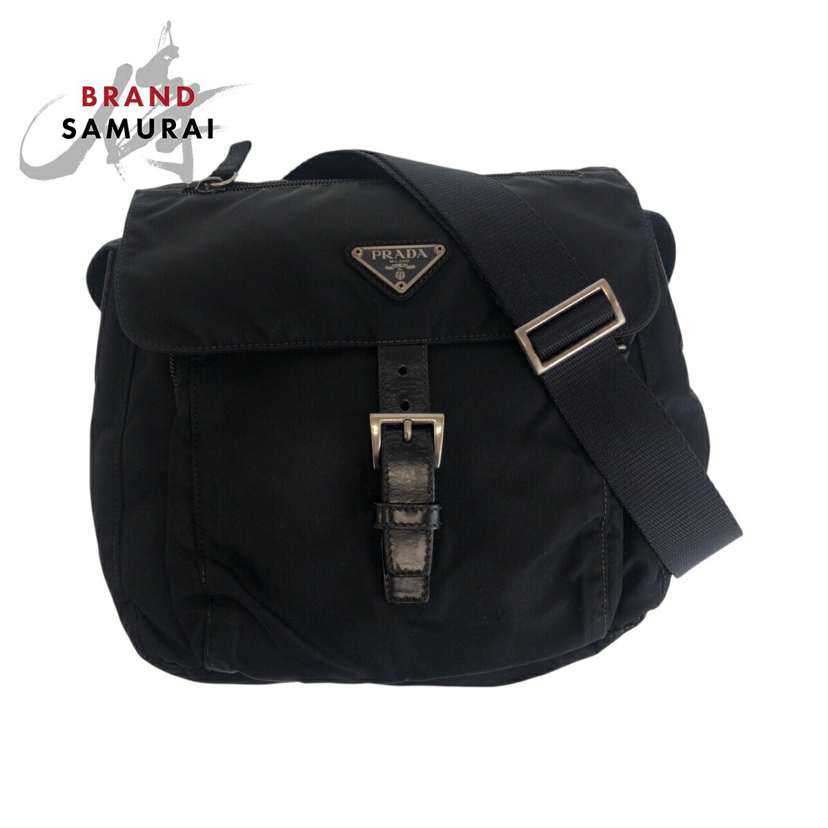 楽天市場】美品 PRADA プラダ テスート 三角ロゴプレート ブラック 黒