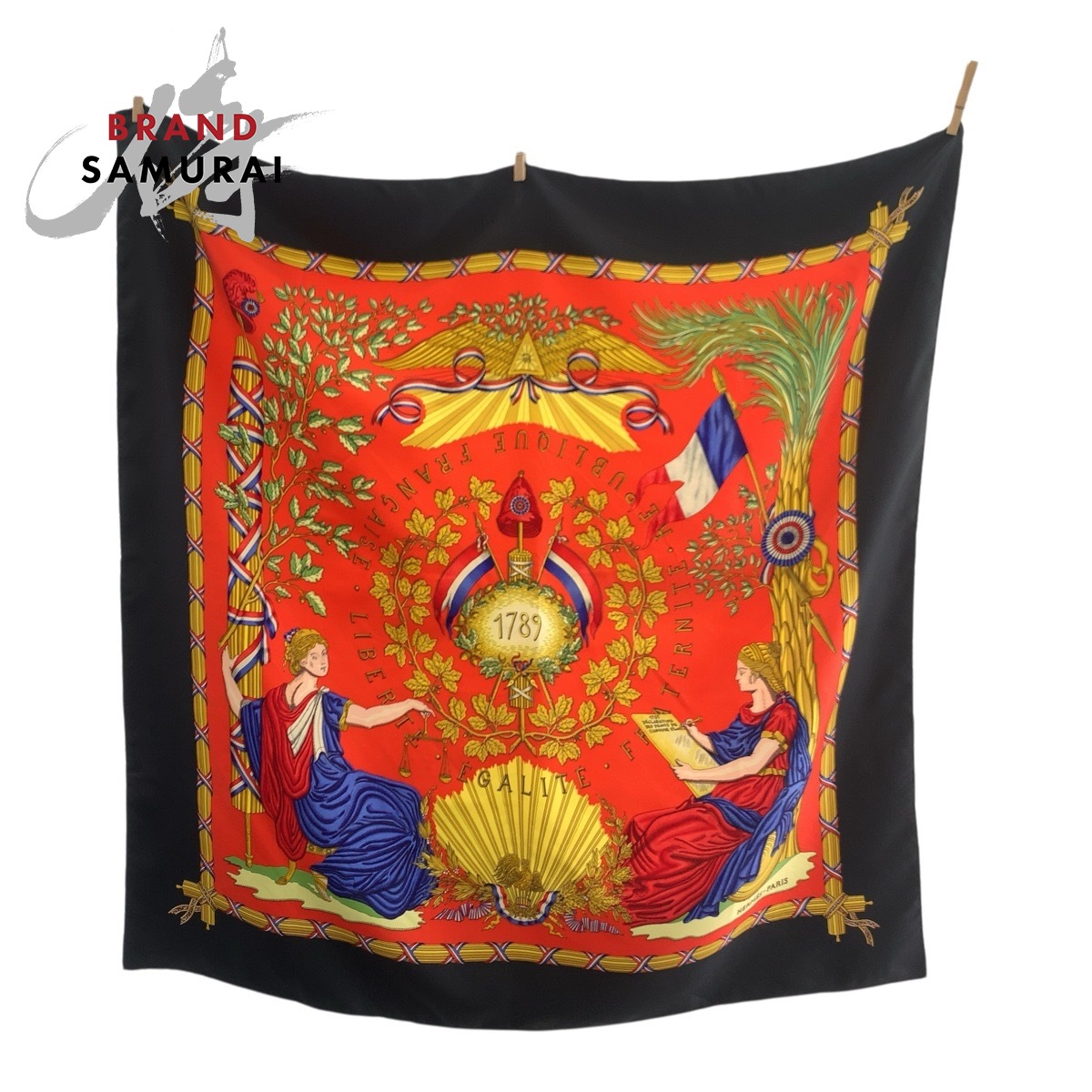 楽天市場】Hermes エルメス カレ 90 スカーフ レッド×ネイビー系 赤 紺