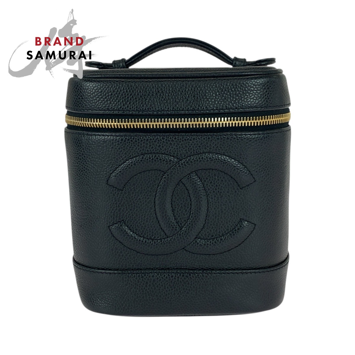 美品 CHANEL シャネル ココマーク ブラック 黒 ゴールド金具 キャビアスキン ハンドバッグ バニティバッグ 化粧ポーチ レディース 505921 【中古】