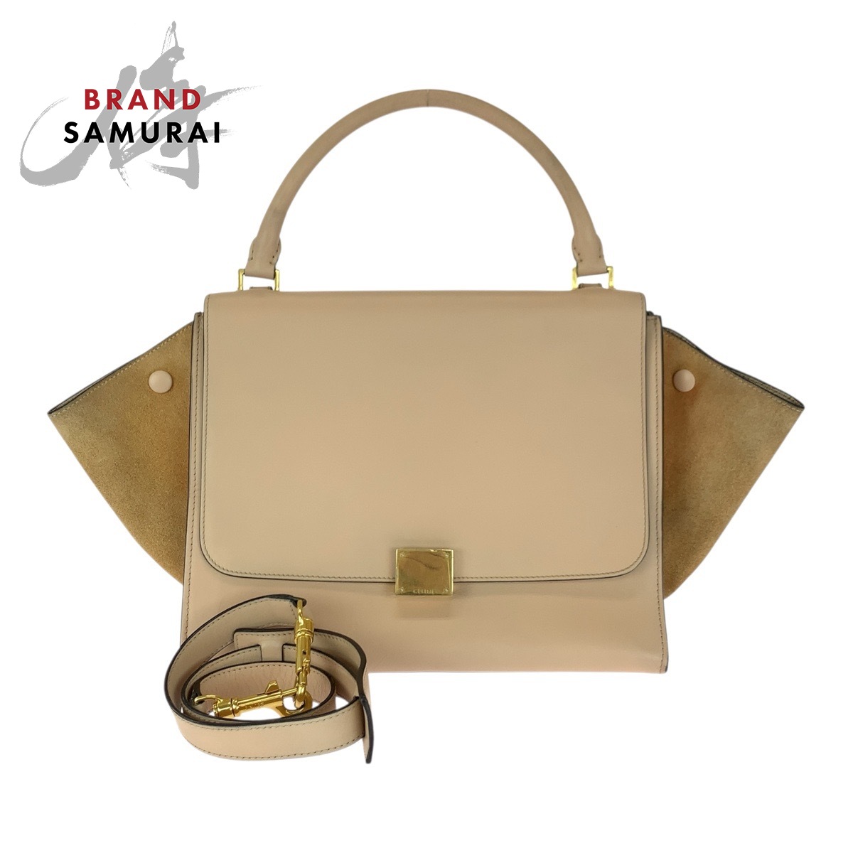 楽天市場】美品 CELINE セリーヌ 型押し トラペーズ ミディアム グレー