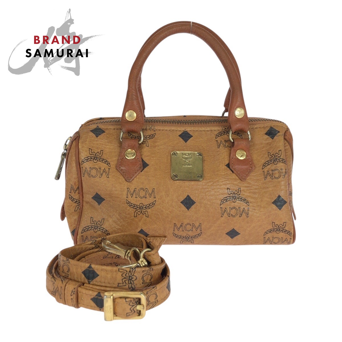 美品 MCM エム シー エム ヴィセトス コニャック 赤銅色 ゴールド金具 なめし革 ハンドバック ショルダーバッグ 2way レディース 601817 【中古】 レディースバッグ-ハンドバッグ