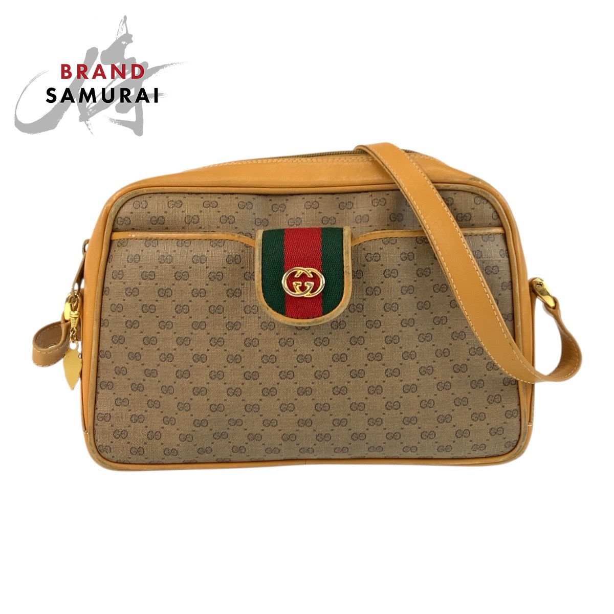 GUCCI グッチ ヴィンテージ マイクロGG シェリーライン ベージュ ゴールド金具 PVC /レザー 001 23 4073 ショルダーバッグ ポシェット レディース 506842 【中古】 30,431円