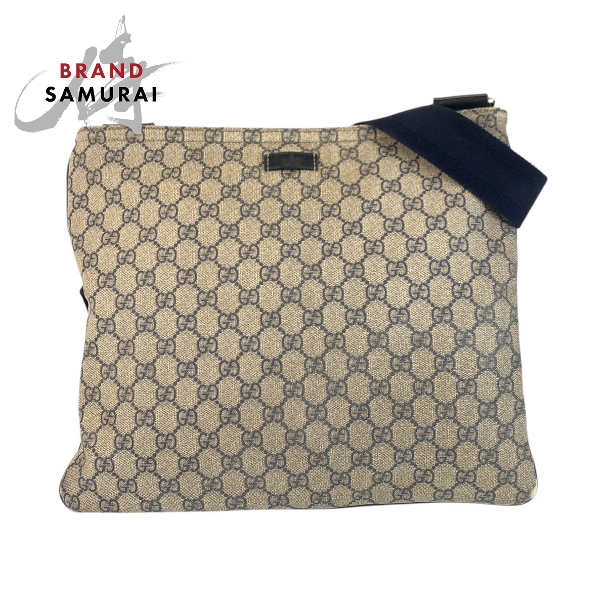 GUCCI グッチ グレー ネイビー シルバー金具 GGスプリームキャンバス 201446 ショルダーバッグ メッセンジャーバッグ レディース 506858 【中古】