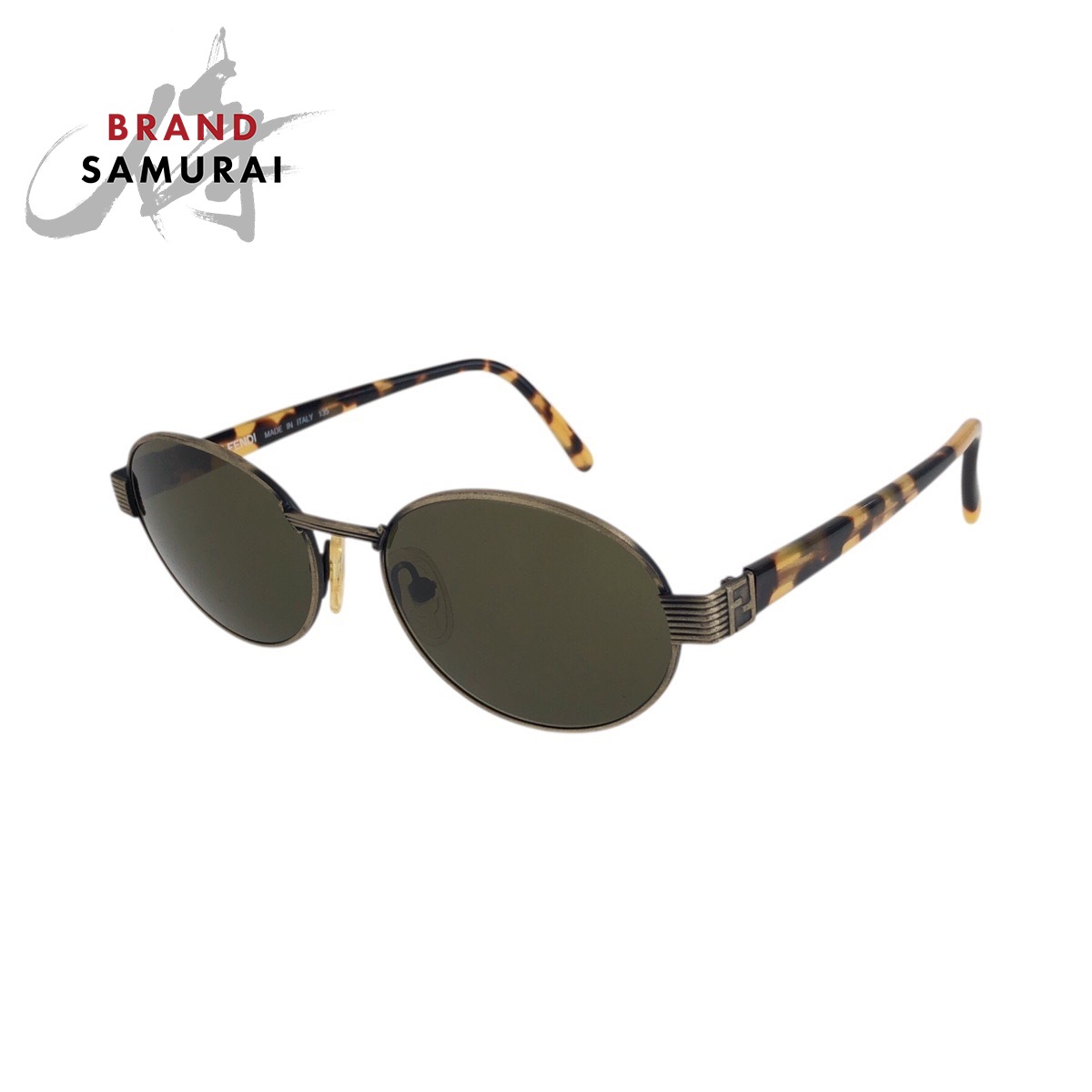 美品 FENDI フェンディ ベッコウ柄 ブラウン ゴールド シルバー金具 メタル /プラスチック FS 137 ANTIQUE BRONZE 135 51□17 サングラス メガネ 男女兼用 レディース 506765 【中古】