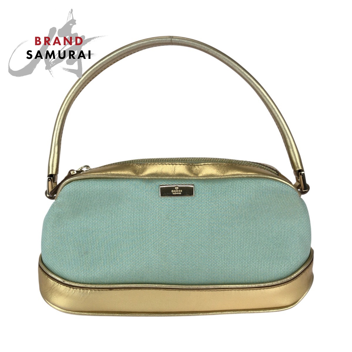 美品 GUCCI グッチ グリーン ゴールド キャンバス /レザー 039 1133 ハンドバッグ アクセサリーポーチ レディース 600036 【中古】