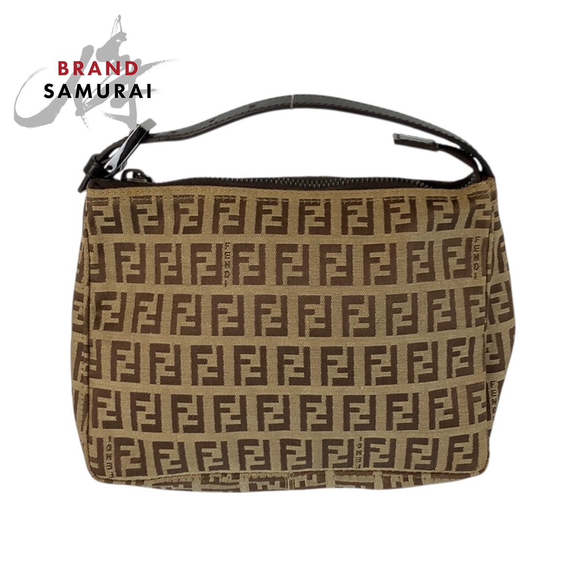 美品 FENDI フェンディ ズッキーノ ベージュ ブラウン シルバー金具 キャンバス /レザー 22288N0001019 ハンドバッグ レディース 600241 【中古】