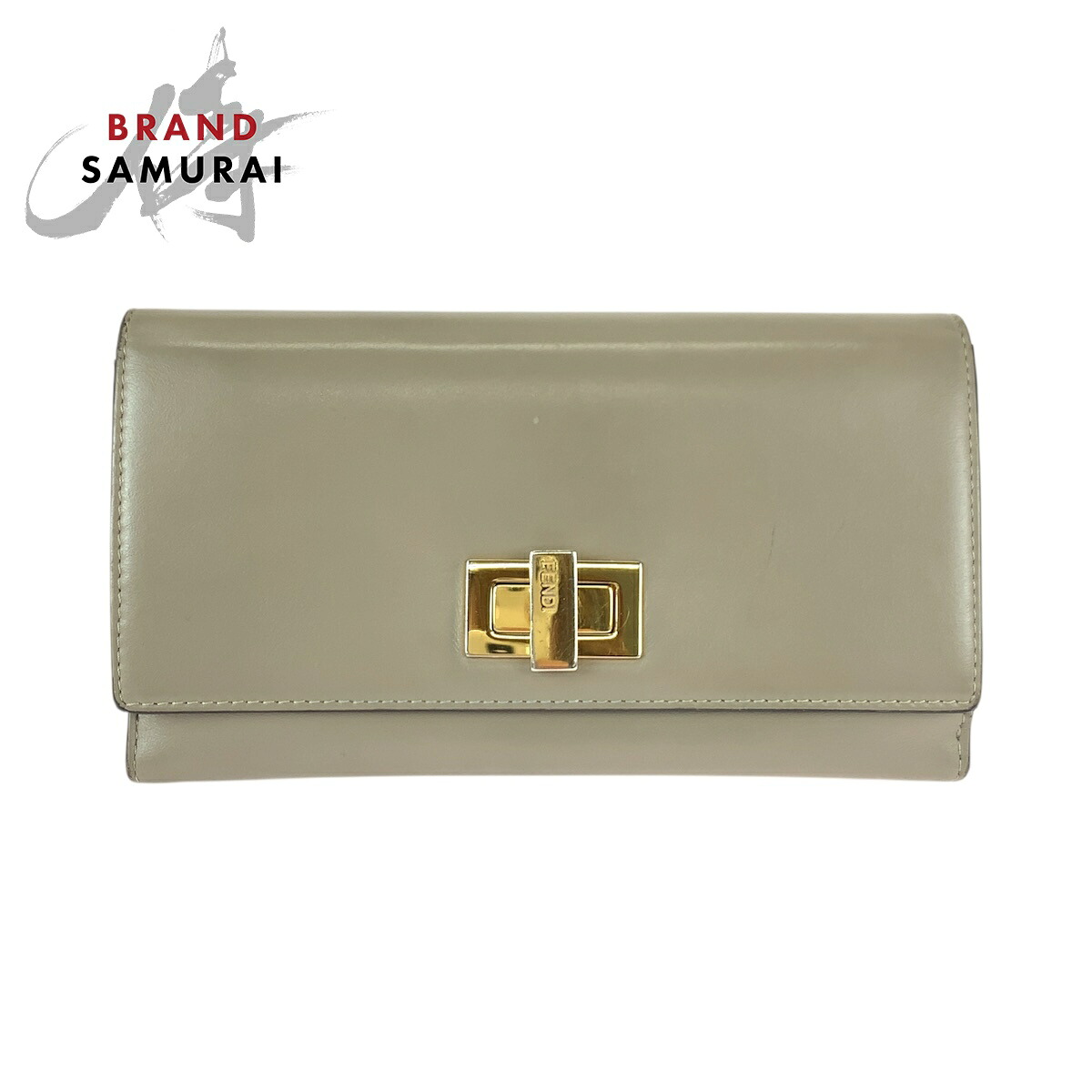 美品 FENDI フェンディ ピーカブー ベージュ ゴールド金具 レザー 8M0308 長財布 ロングウォレット レディース 600059 【中古】