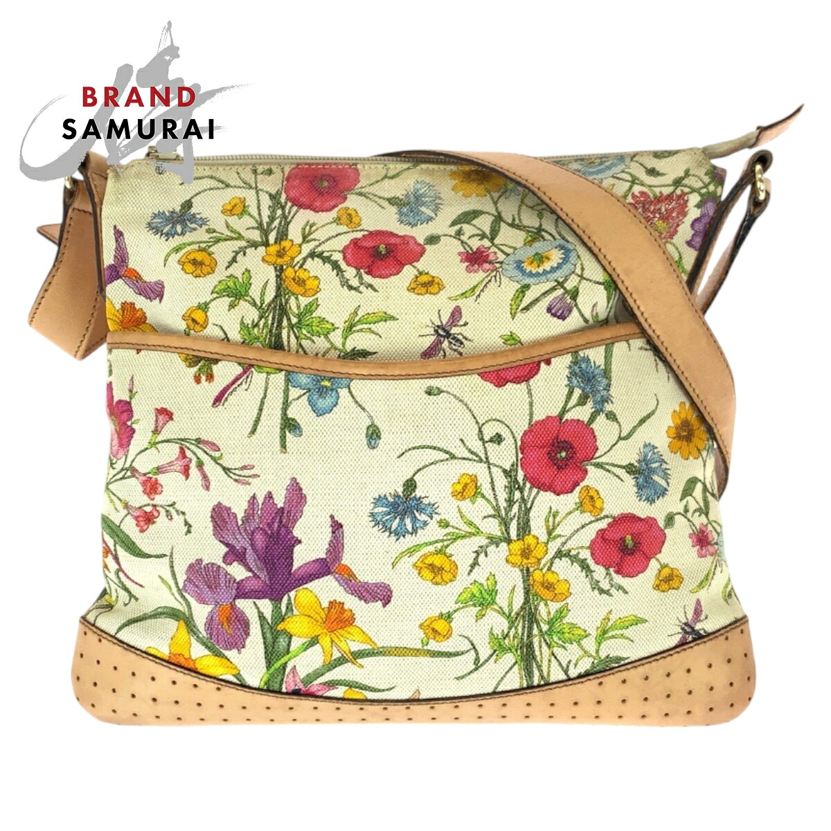 GUCCI グッチ 植物相 マルチ色つや ゴールド金具 帆布 /なめし革 145857 ショルダーバッグ レディース 600083 【中古】