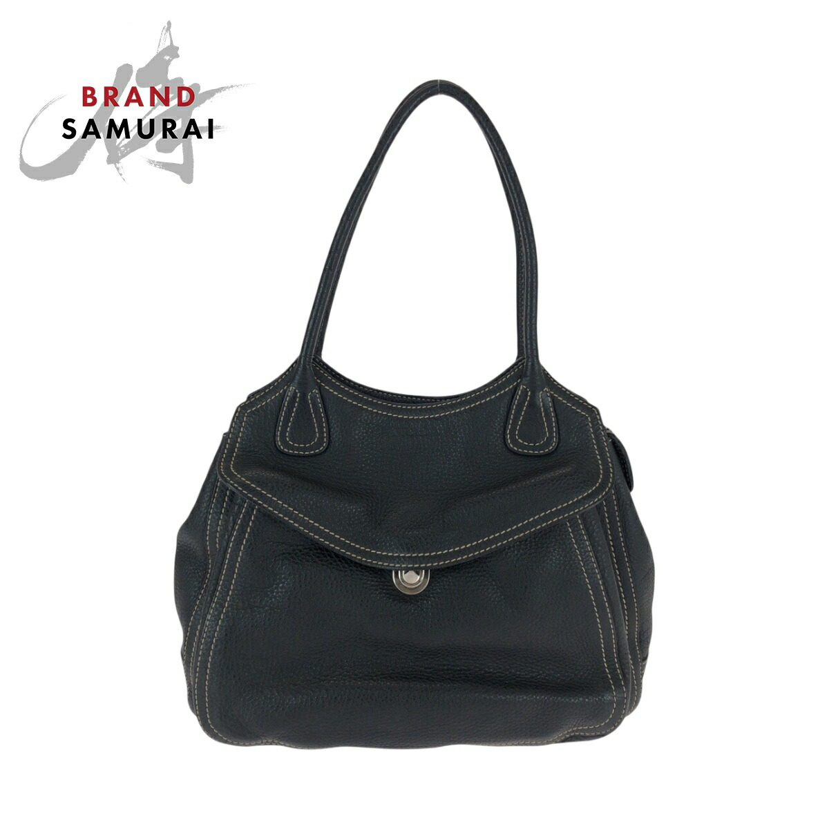 楽天市場】美品 PRADA プラダ ロゴ型押し ブラック 黒 レザー トート