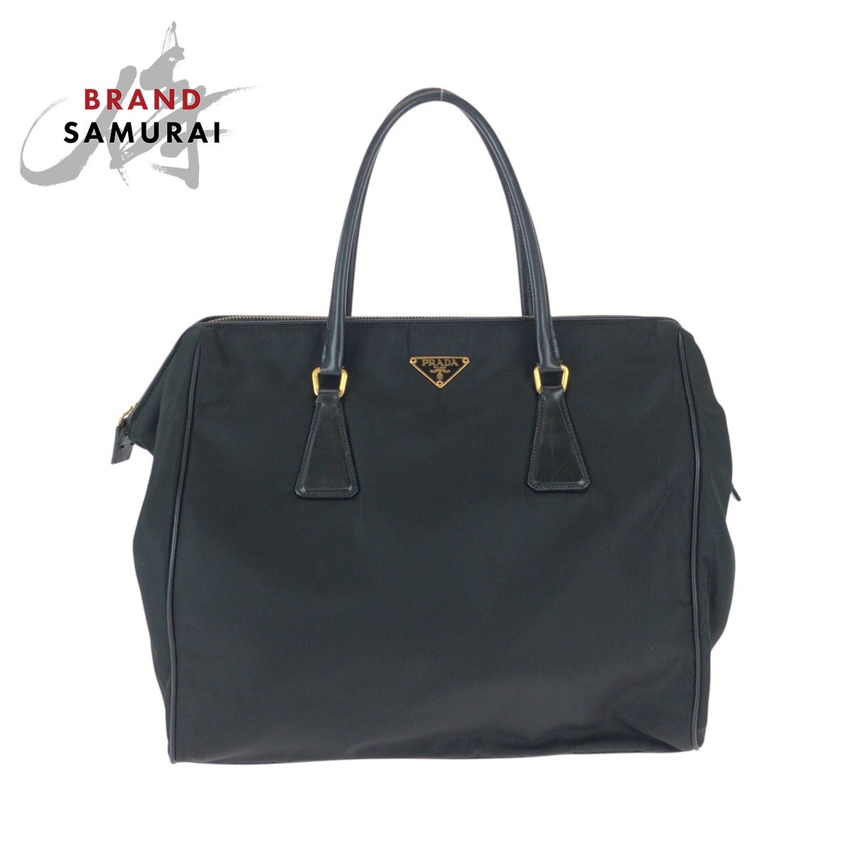 美品 PRADA プラダ テスート 三角ロゴプレート ブラック 黒 ゴールド金具 ナイロン ショルダーバッグ トートバッグ レディース 600158 【中古】