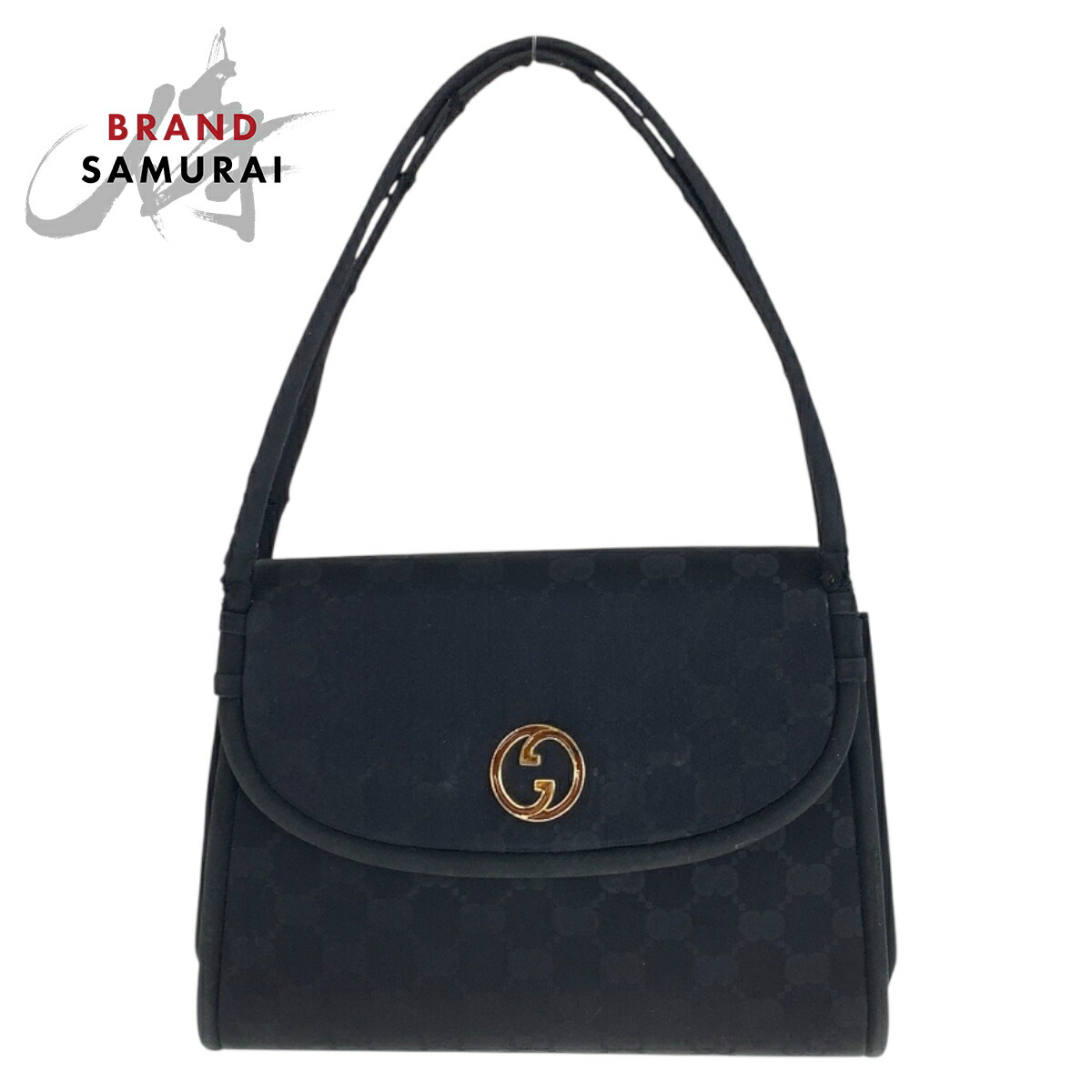 GUCCI グッチ ヴィンテージ ブラック 黒 ゴールド金具 サテン ハンドバッグ レディース 600200 【中古】 12,257円