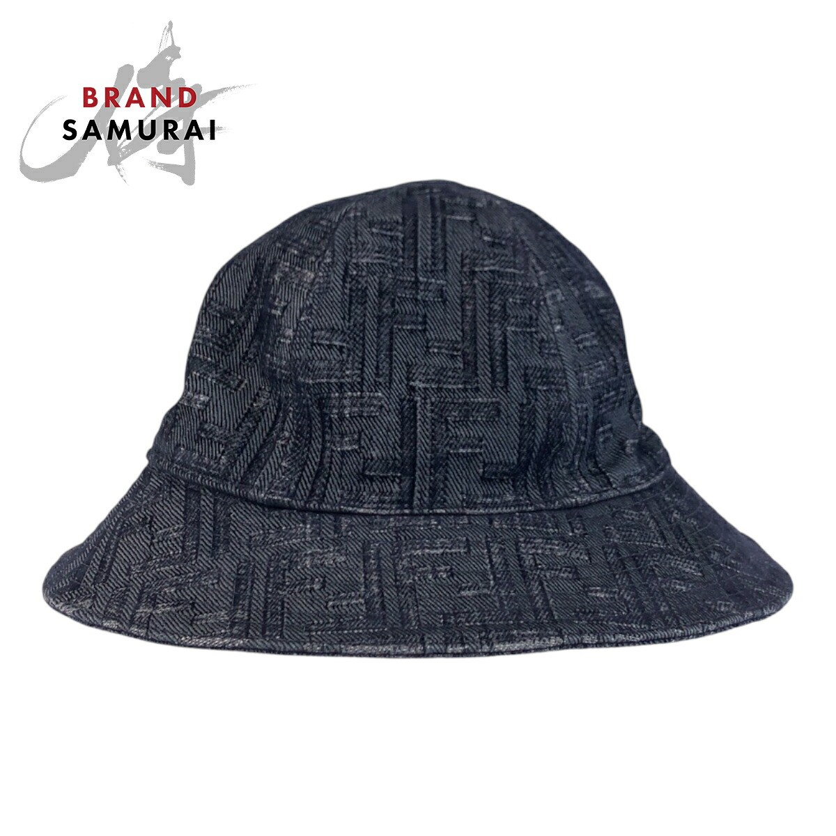 美品 FENDI フェンディ ズッカ サイズM ネイビー コットン /ポリエステル バケットハット レディース 600596 【中古】