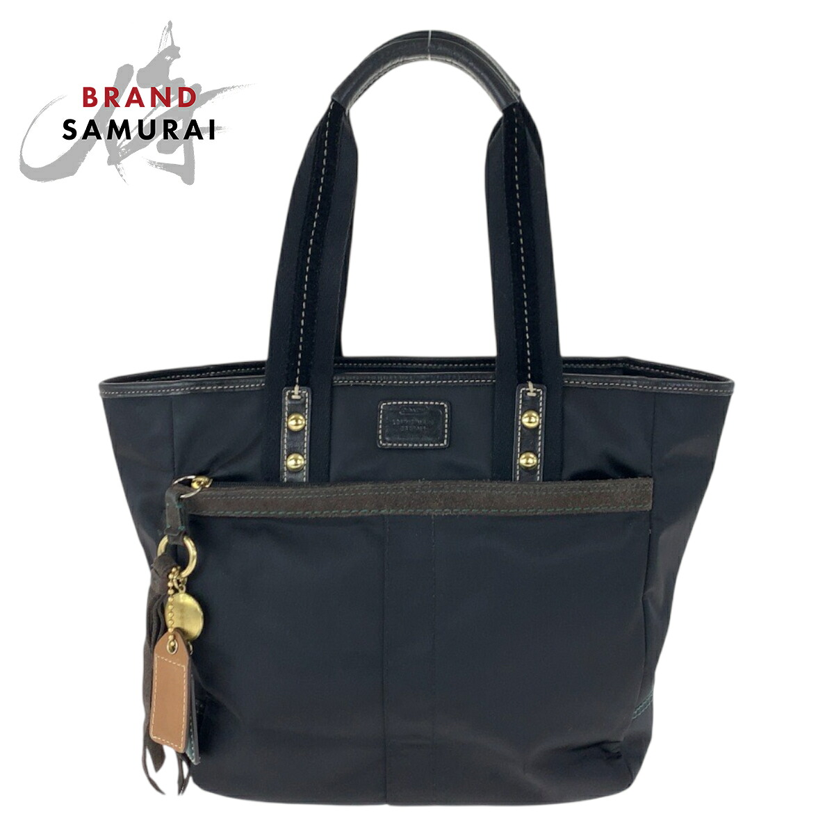 美品 COACH コーチ ハンプトンズウィークエンド ブラック 黒 ゴールド金具 ナイロン /レザー 10100 トートバッグ ショルダーバッグ レディース 603665 【中古】｜BRAND SAMURAI