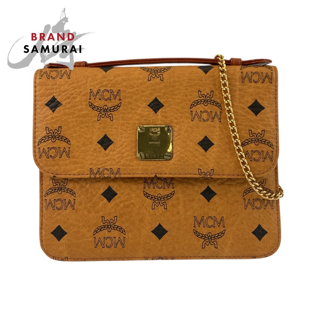 美品 MCM エム シー エム ヴィセトス ロゴグラム ブラウン ゴールド金具 レザー D2972 チェーンショルダーバッグ ハンドバッグ 2way レディース 600656 【中古】