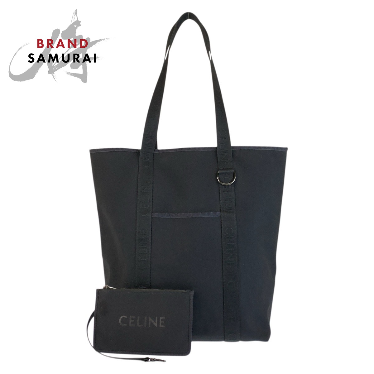 CELINE セリーヌ バーティカル 河馬 黒いこと 黒 帆布 F-ME-3212 トートバッグ ショルダーバッグ メンズ 600646 【中古】