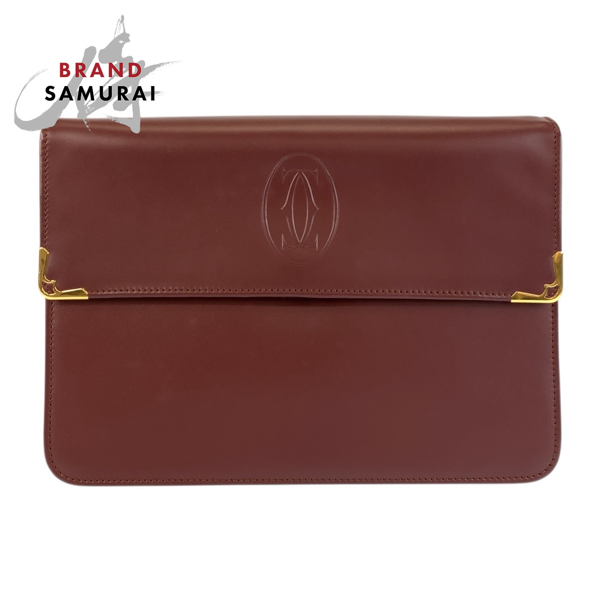 CARTIER カルティエ ヴィンテージ マストライン ボルドー ゴールド金具 レザー クラッチバッグ セカンドバッグ メンズ 600737 【中古】