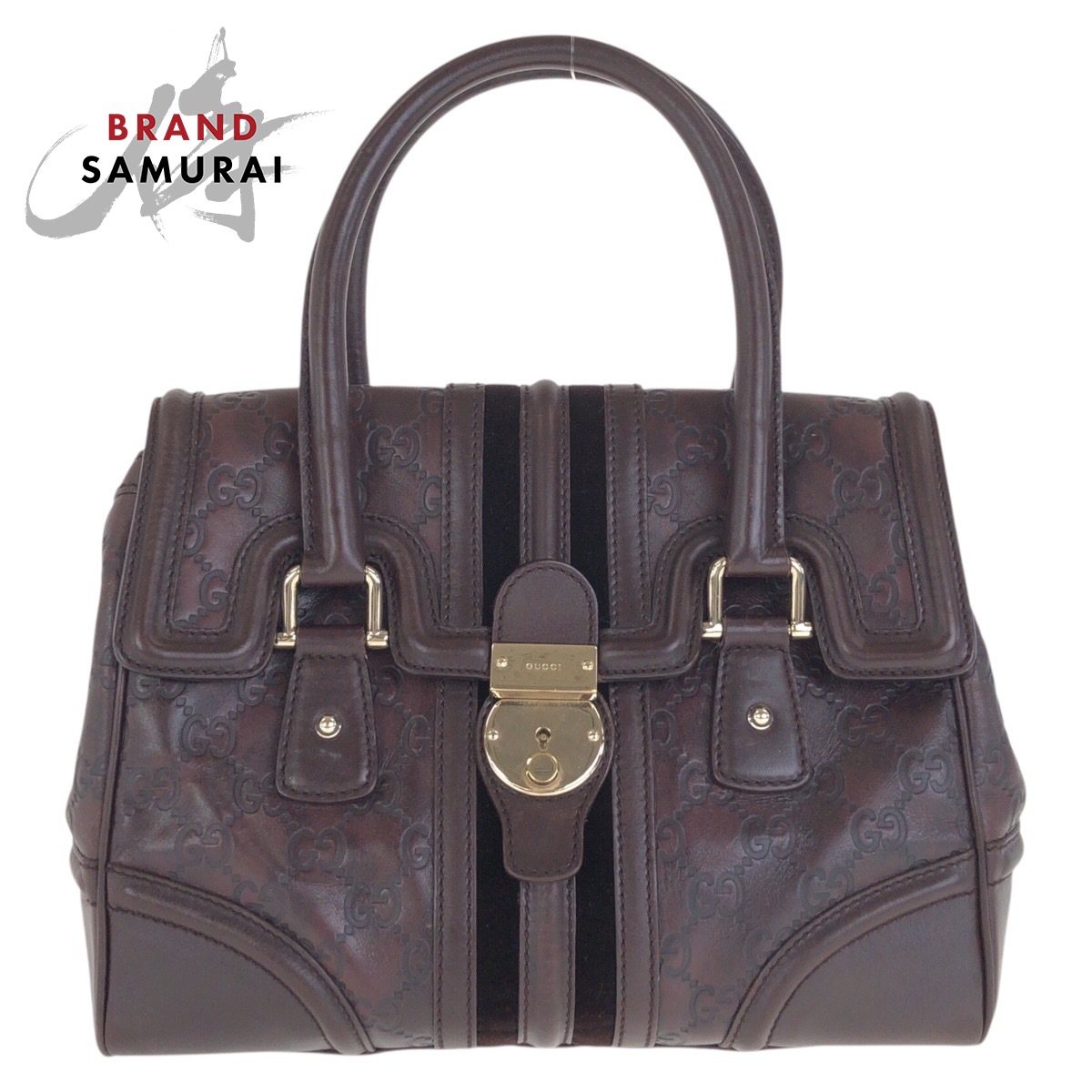 美品 GUCCI グッチ グッチシマ ブラウン ゴールド金具 レザー 154382 ハンドバッグ レディース 600654 【中古】