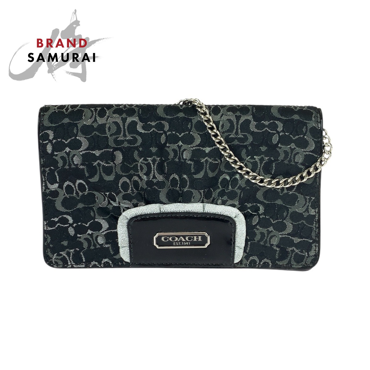 COACH コーチ シグネチャー ブラック 黒 シルバー金具 キャンバス /パテントレザー チェーンショルダーバッグ ポシェット レディース 600336 【中古】 楽天市場】COACH コーチ シグネチャー ブラック 黒 シルバー金具