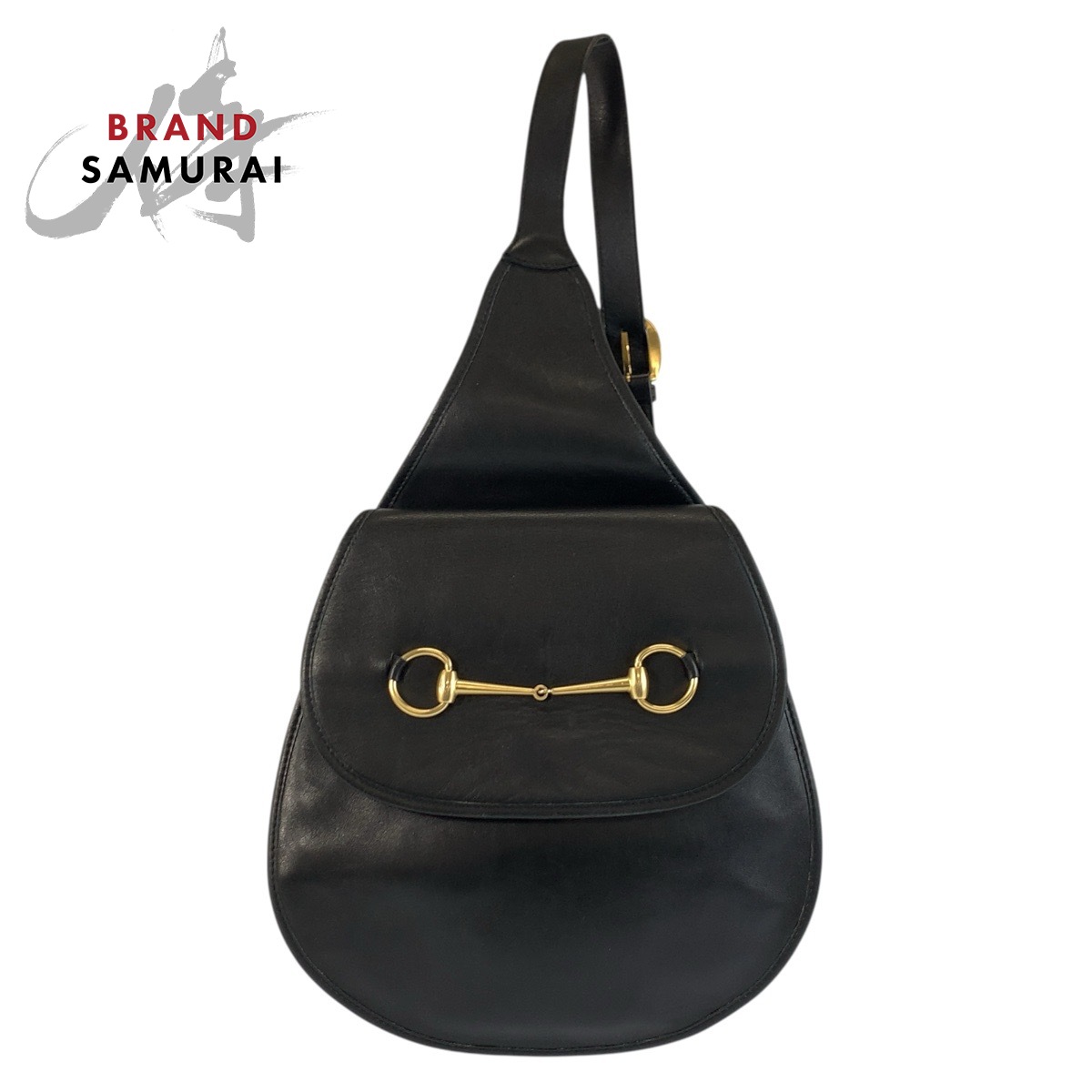 美品 GUCCI グッチ ヴィンテージ ホースビット ブラック 黒 ゴールド金具 レザー 003 2113 0034 ショルダーバッグ ボディバッグ レディース 600663 【中古】