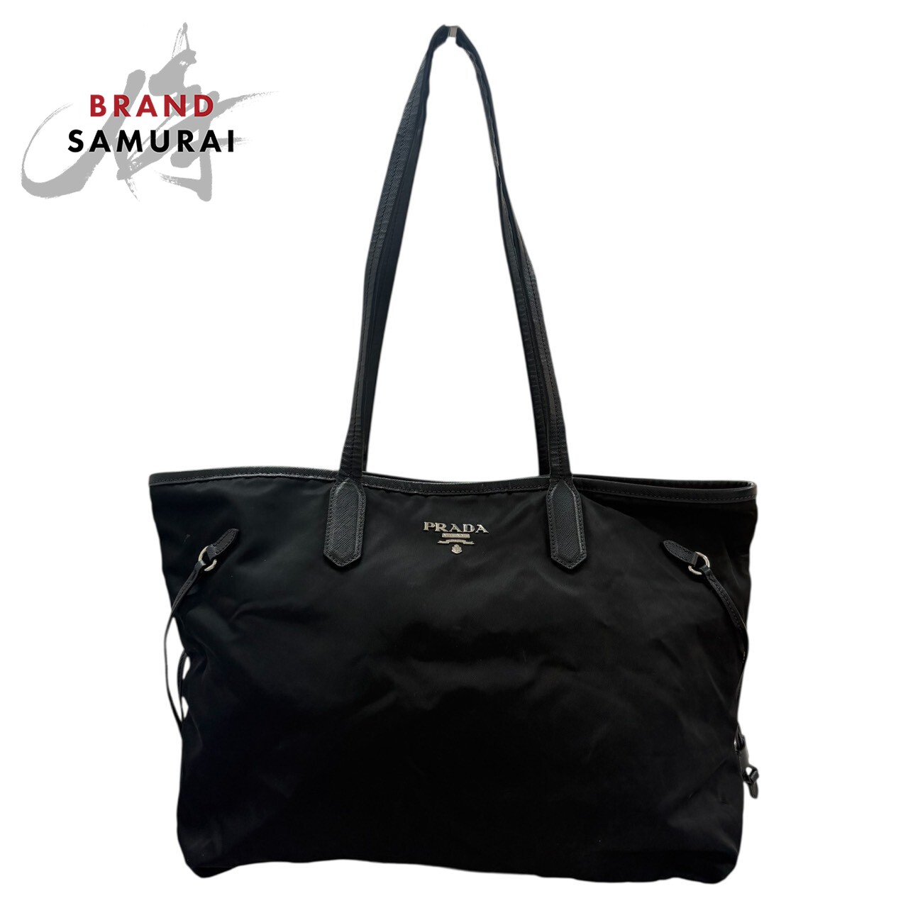 楽天市場】美品 PRADA プラダ テスート 三角ロゴプレート ブラック 黒