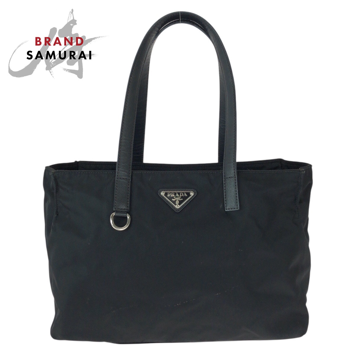 美品 PRADA プラダ テスート 三角ロゴプレート 男女兼用 ブラック 黒