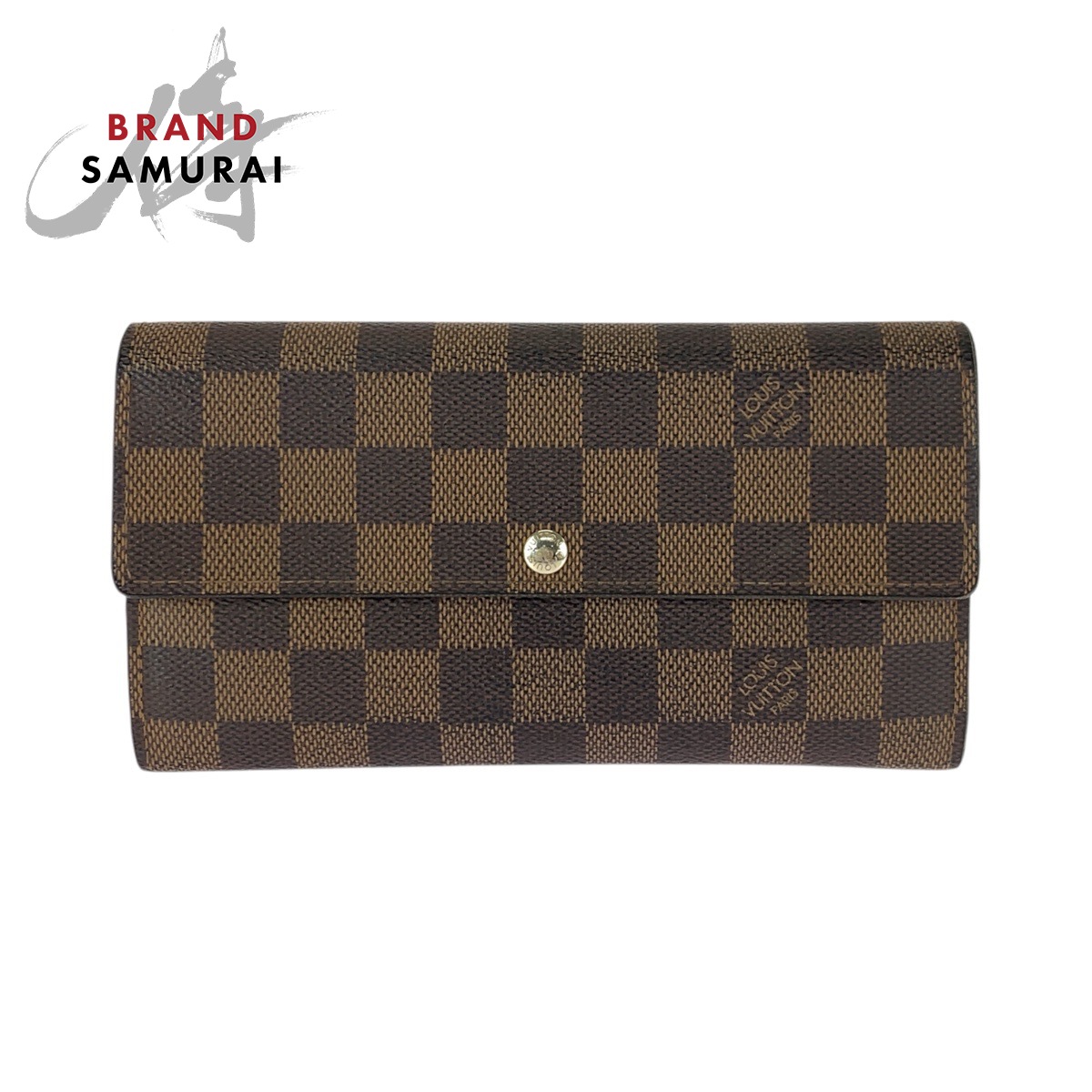 LOUIS VUITTON ルイヴィトン ダミエ エベヌ ポルトフォイユ サラ ブラウン ゴールド金具 PVC N61734 長財布 ロングウォレット メンズ 600872 【中古】