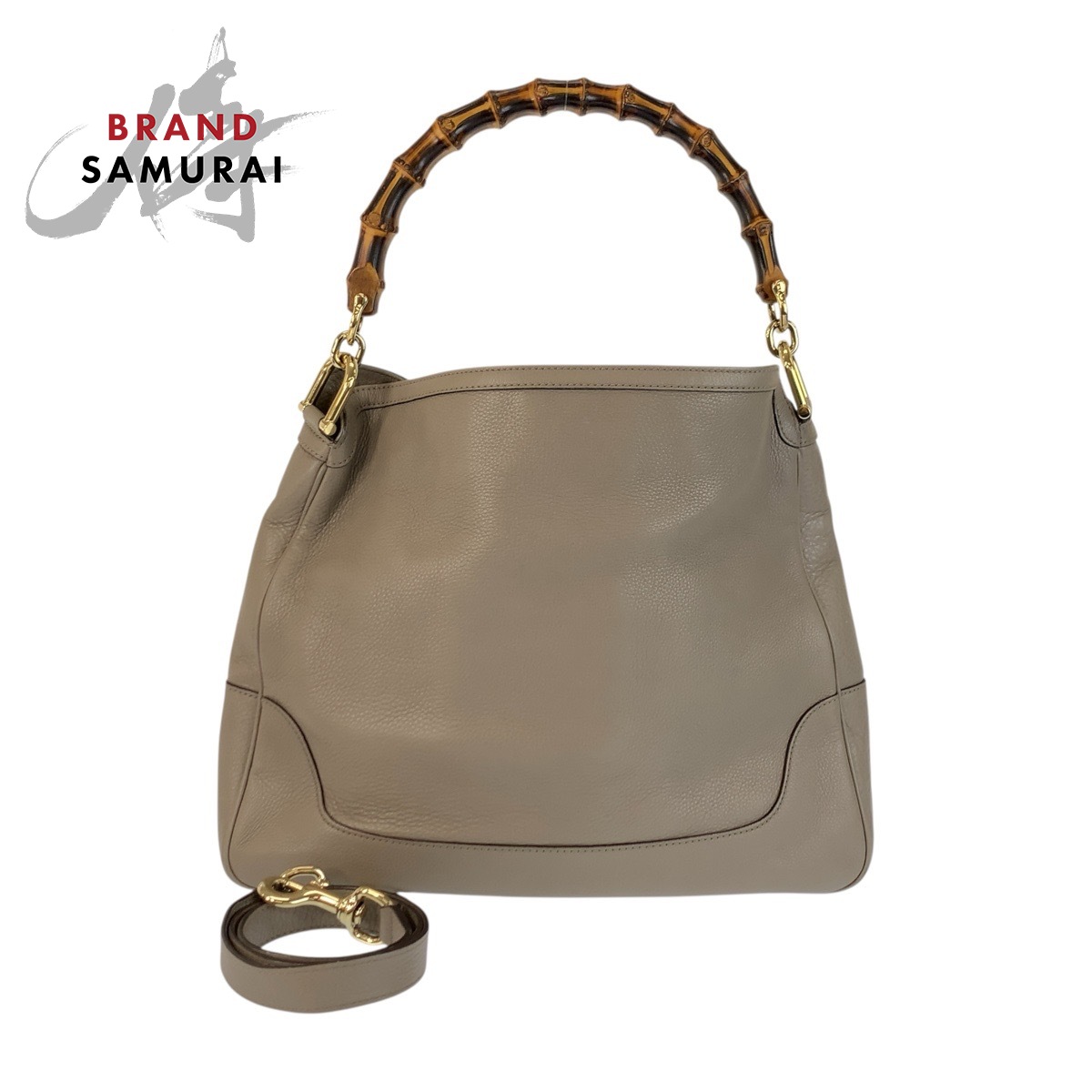 美品 GUCCI グッチ バンブー ダイアナ ベージュ グレージュ ゴールド金具 なめし革 282315 ショルダーバッグ 2WAY レディース 601014 【中古】