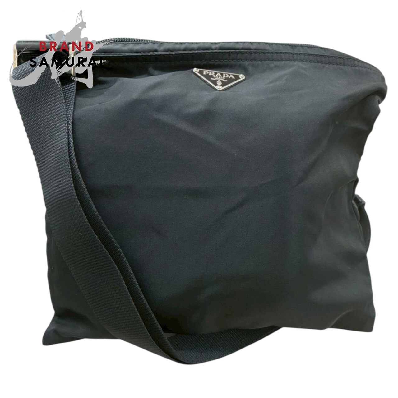 美品 PRADA プラダ 三角形ロゴタイプ テスート 黒いこと ナイロン ショルダーバッグ レディース S1-00035 【中古】