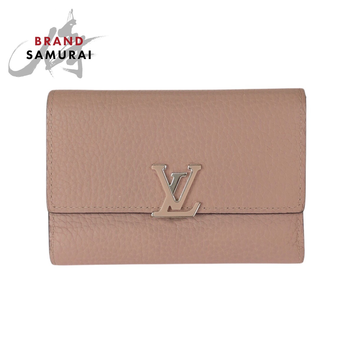 美品 LOUIS VUITTON ルイヴィトン ポルトフォイユ カプシーヌ コンパクト ピンク シルバー金具 レザー M62156 折財布 コンパクトウォレット レディース 601240 【中古】