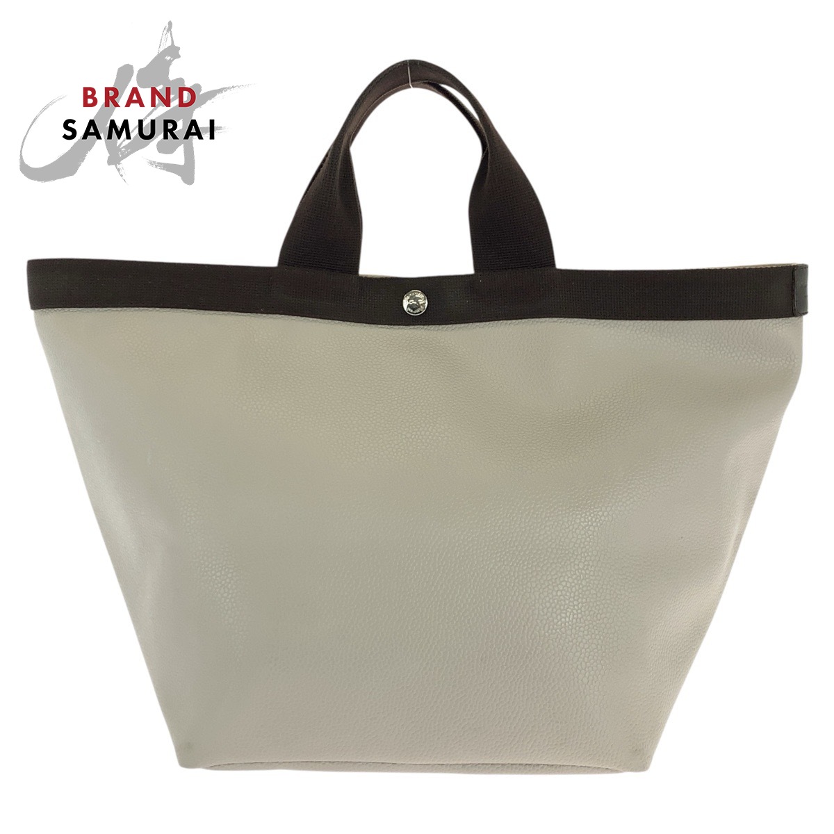 美品 Herve Chapelier エルベ シャプリエ ベージュ ダークブラウン シルバー金具 /コーテッドキャンバス トートバッグ 男女兼用 レディース 600990 【中古】