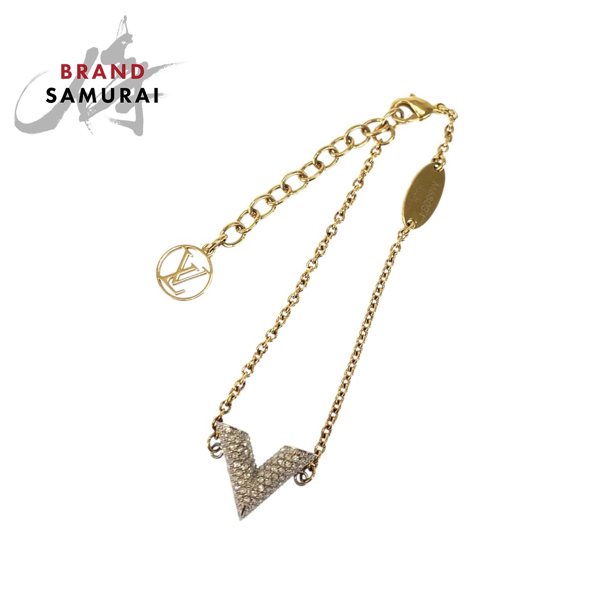 美品 LOUIS VUITTON ルイヴィトン エセンシャル V ストラス ゴールド シルバー メタル /クリスタル M68034 ブレスレット レディース 601043 【中古】