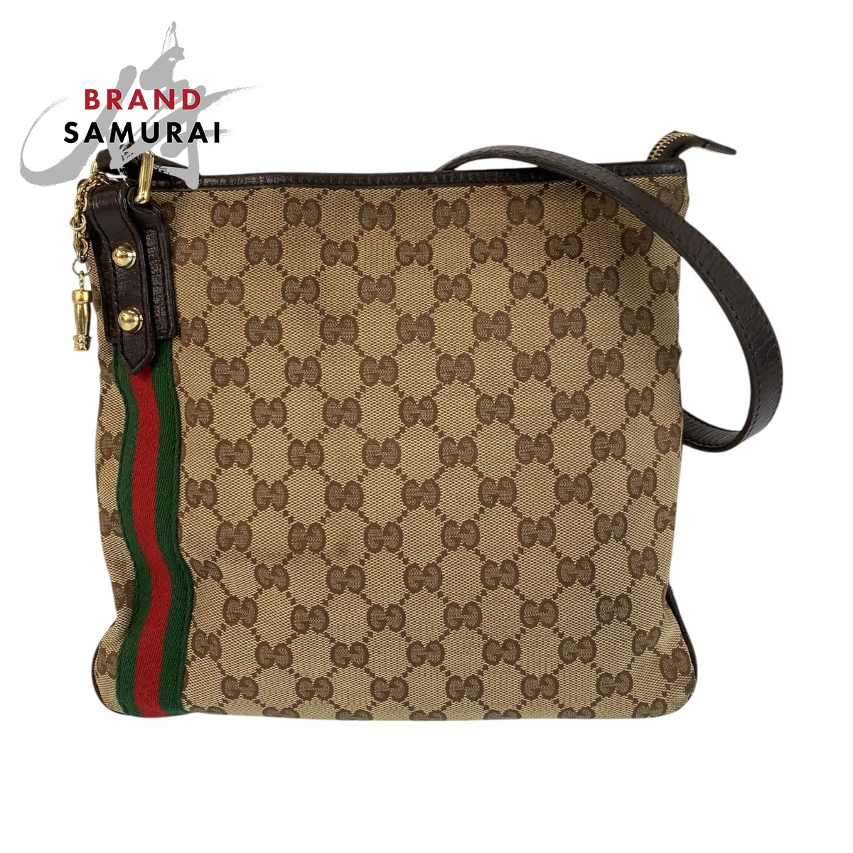 GUCCI グッチ シェリーライン ベージュ ブラウン ゴールド金具 GGキャンバス /レザー 144388 ショルダーバッグ ポシェット レディース 601296 【中古】