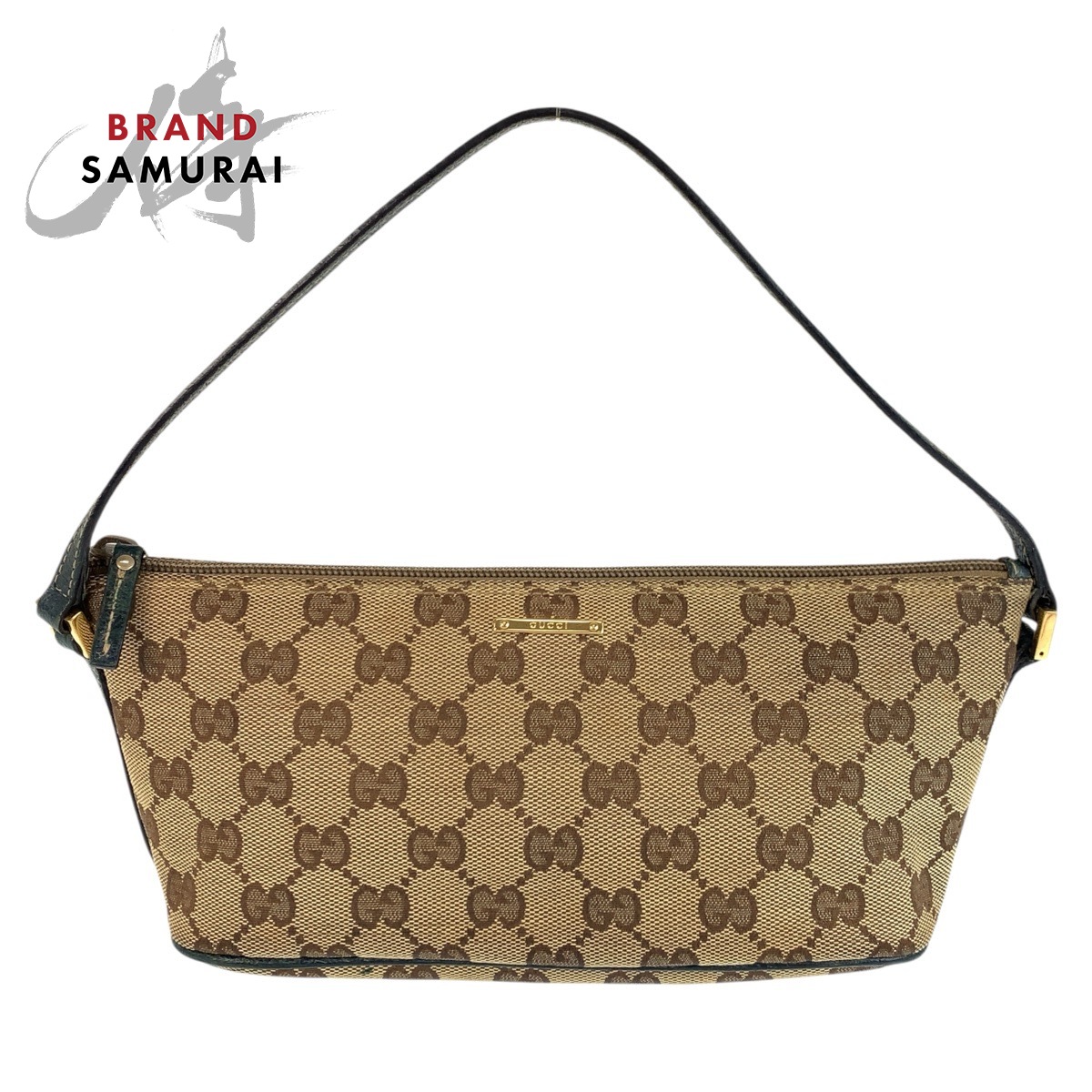 GUCCI グッチ ベージュ ネイビー ゴールド金具 GGキャンバス 07198 ハンドバッグ アクセサリーポーチ レディース 601302 【中古】