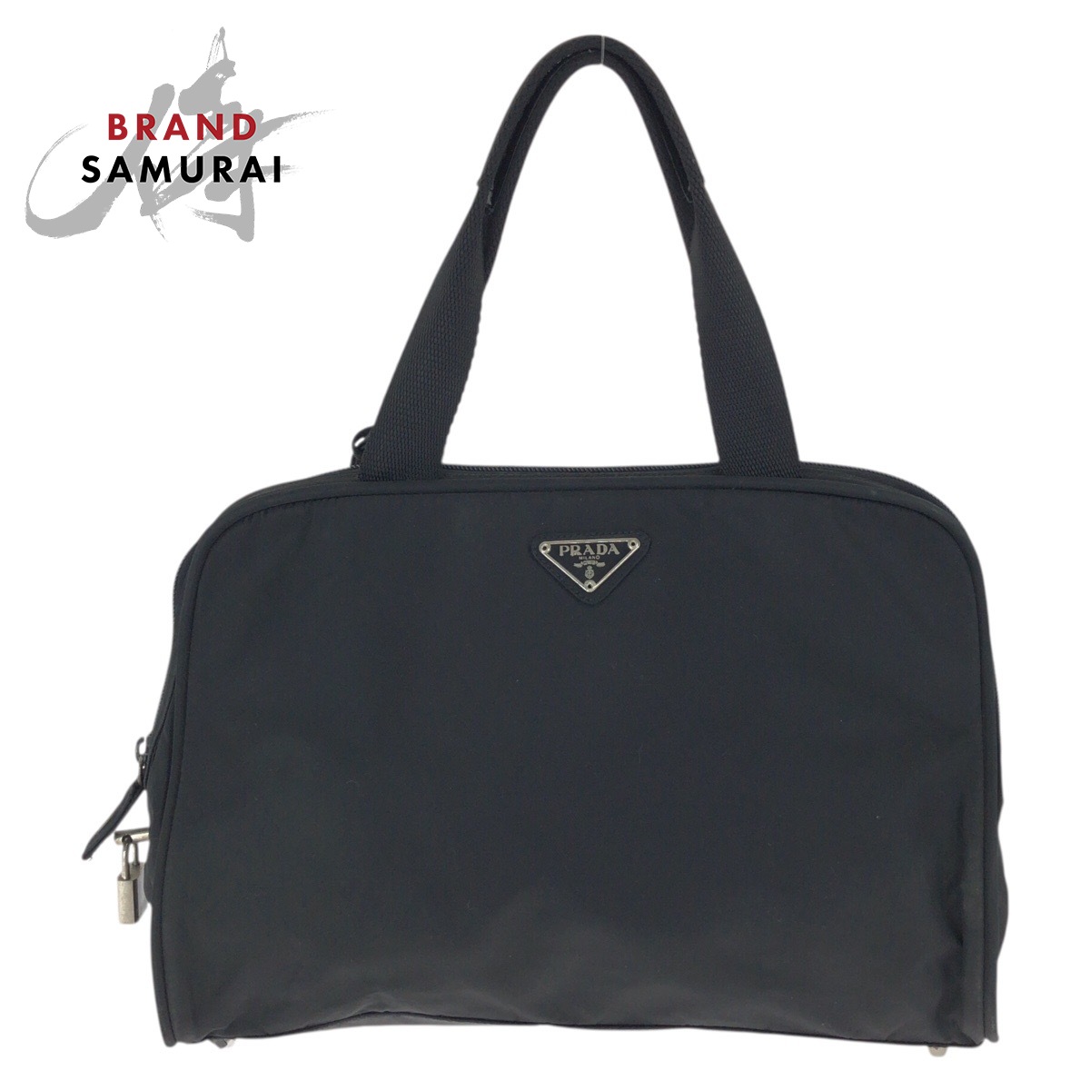 美品 PRADA プラダ テスート 三角ロゴプレート ブラック 黒 シルバー金具 ナイロン トートバッグ ハンドバッグ レディース 601002 【中古】