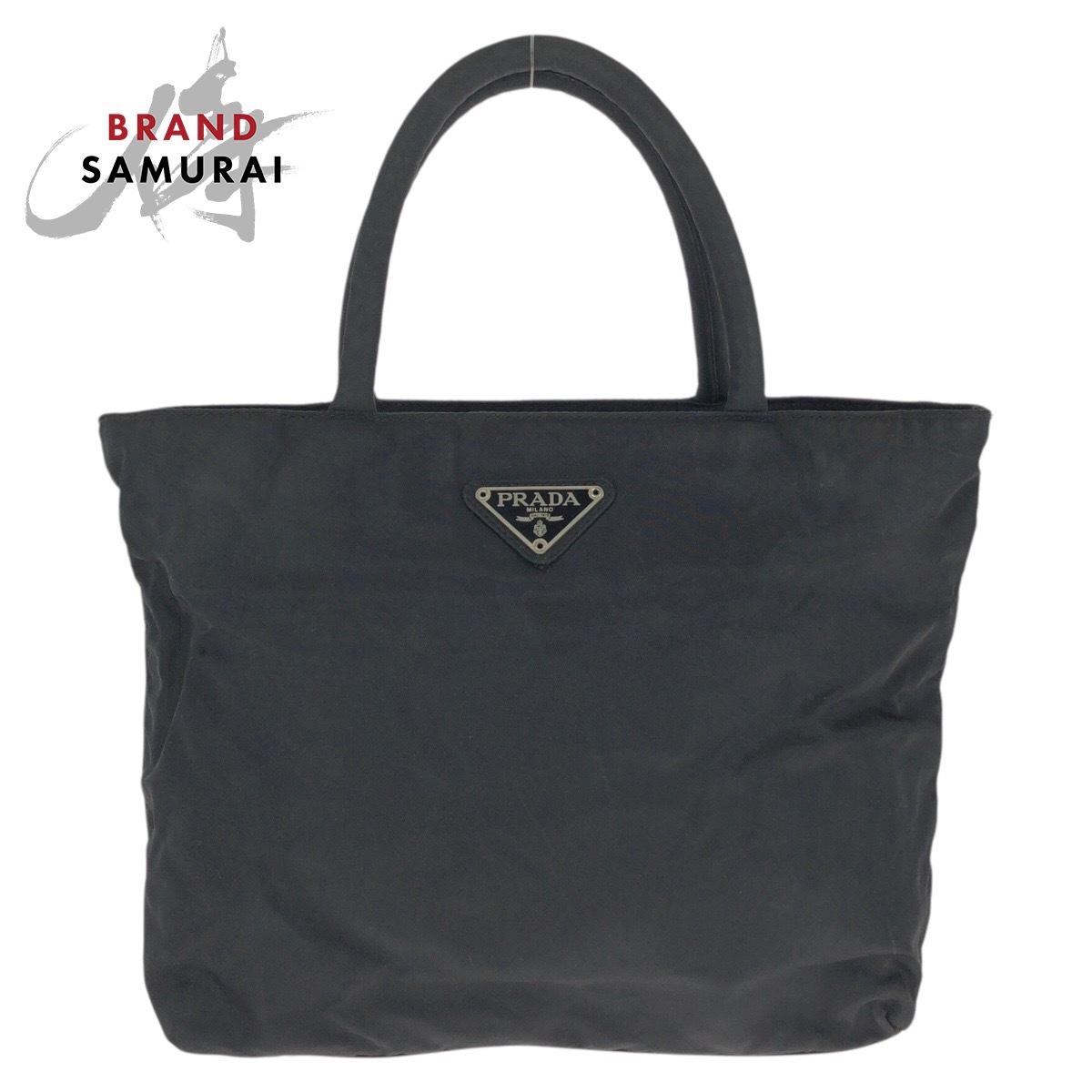 PRADA プラダ テスート 三角ロゴプレート ブラック 黒 シルバー金具 ナイロン トートバッグ ハンドバッグ レディース 601102 【中古】