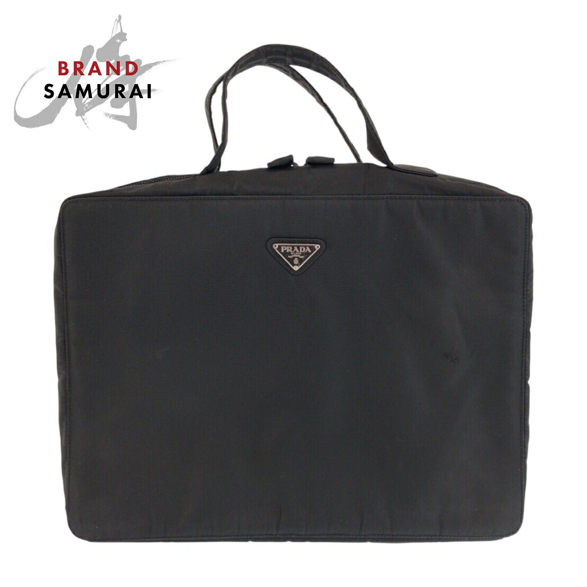 PRADA プラダ テスート 三角ロゴプレート ブラック 黒 シルバー金具 ナイロン ビジネスバッグ ブリーフケース メンズ 601160 【中古】 28,538円